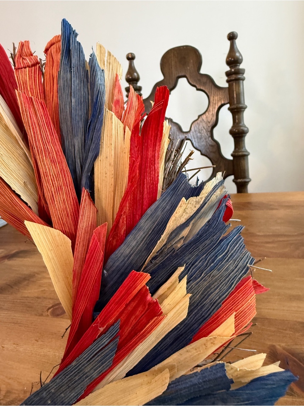 Patriotic Red, White & Blue Raffia Holiday Wreath - Picture 6 of 10